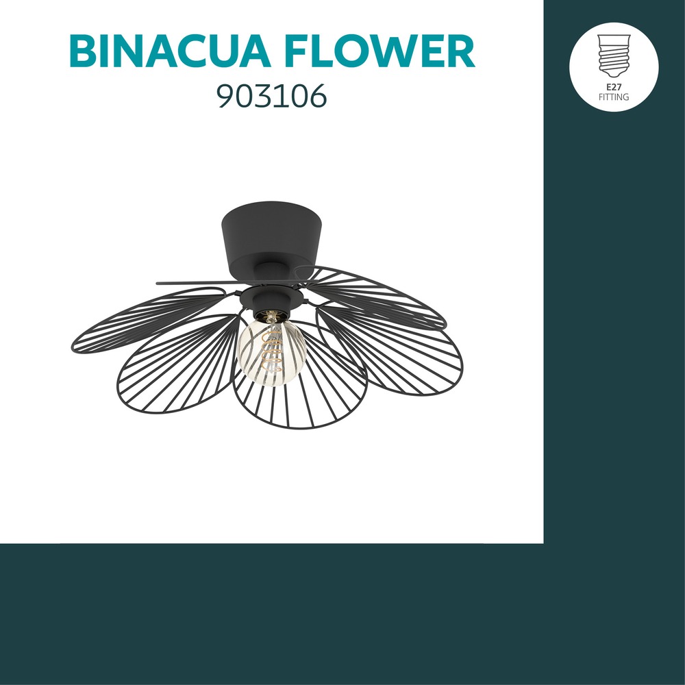 Lampe de plafond Binacua noir Ø 45cm Eglo 9008606405947