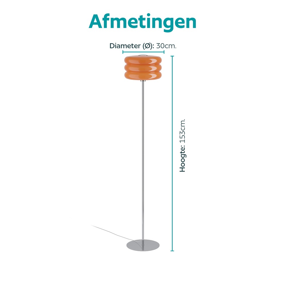 Lampadaire de conception Tortora chrome avec orange Ø 30cm Eglo 9008606405626