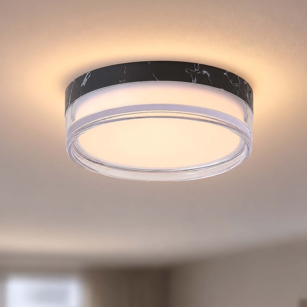 Lampe de plafond Button Ø marbre noir de 23 cm Searchlight 5,05342E+12