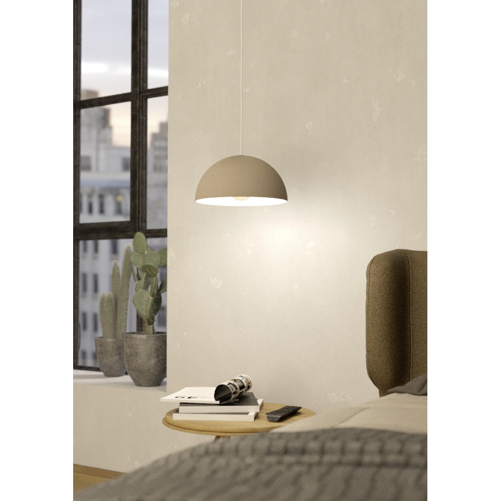 Lampe pendante de conception Gaetano 2 brun sable avec blanc Ø 30cm Eglo 9008606391615