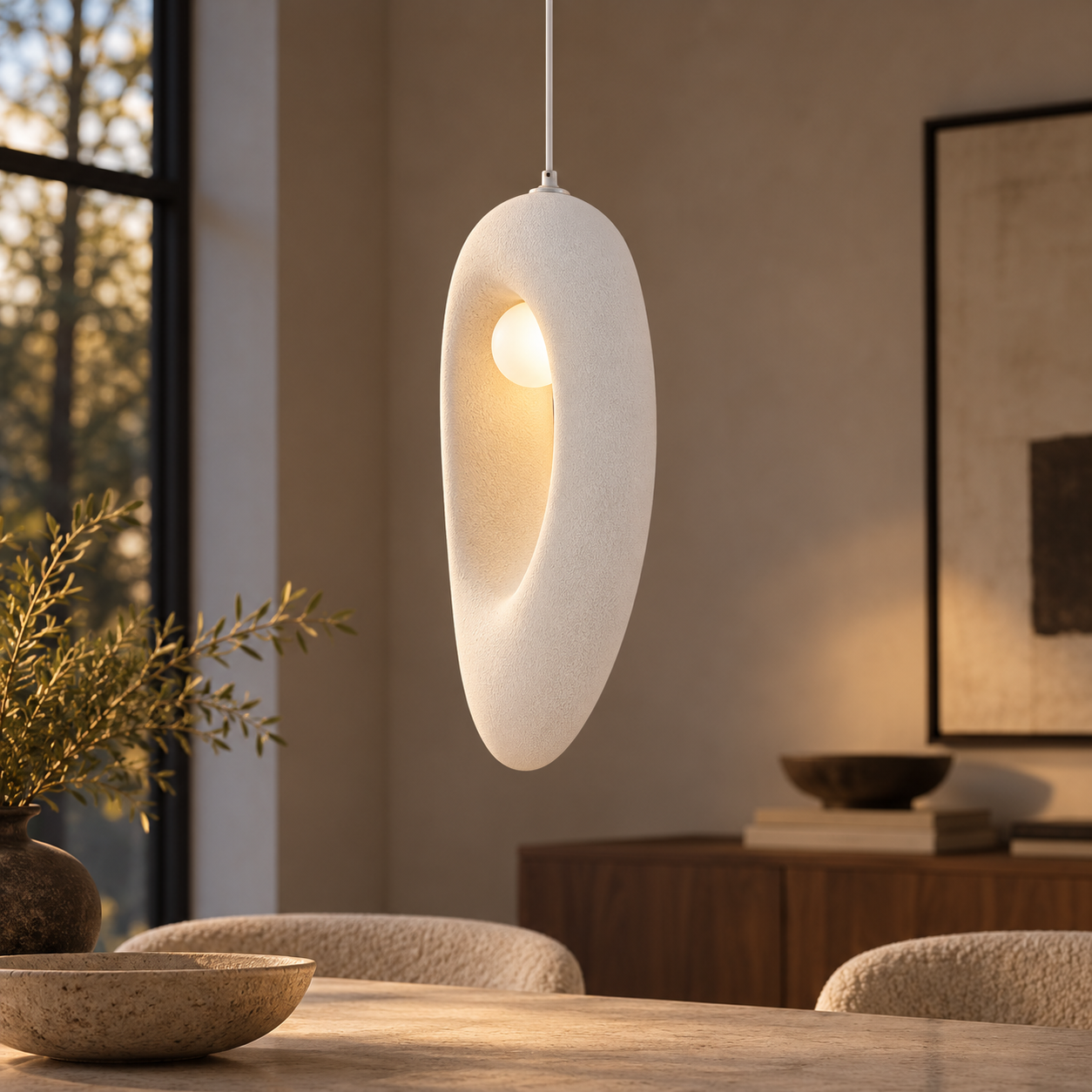 Suspension naturelle Tempus blanc 48cm