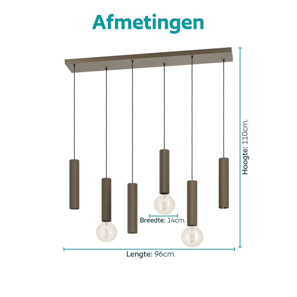 Lampe pendante de conception Fariolo Ligne droite en bronze léger à 6 lumières Eglo 9008606391622