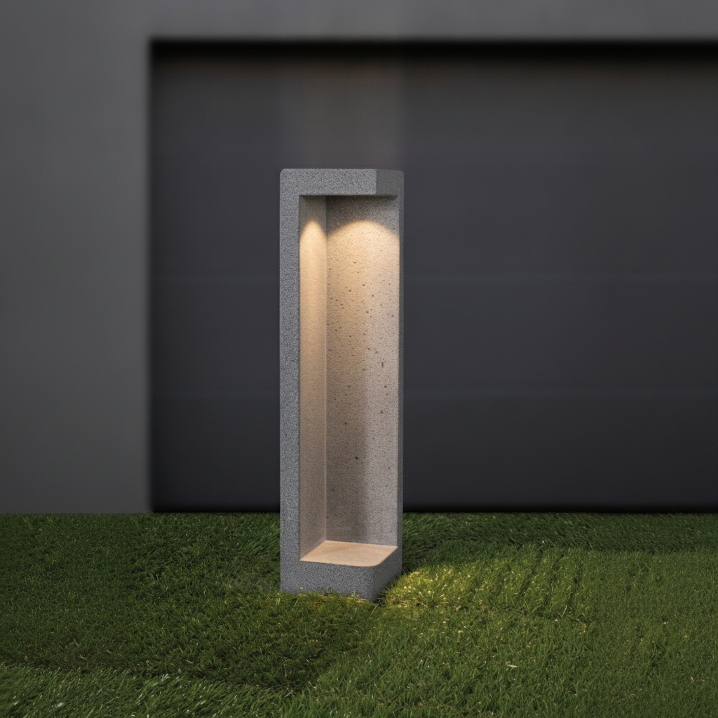 Lampe de jardin design Grante gris béton