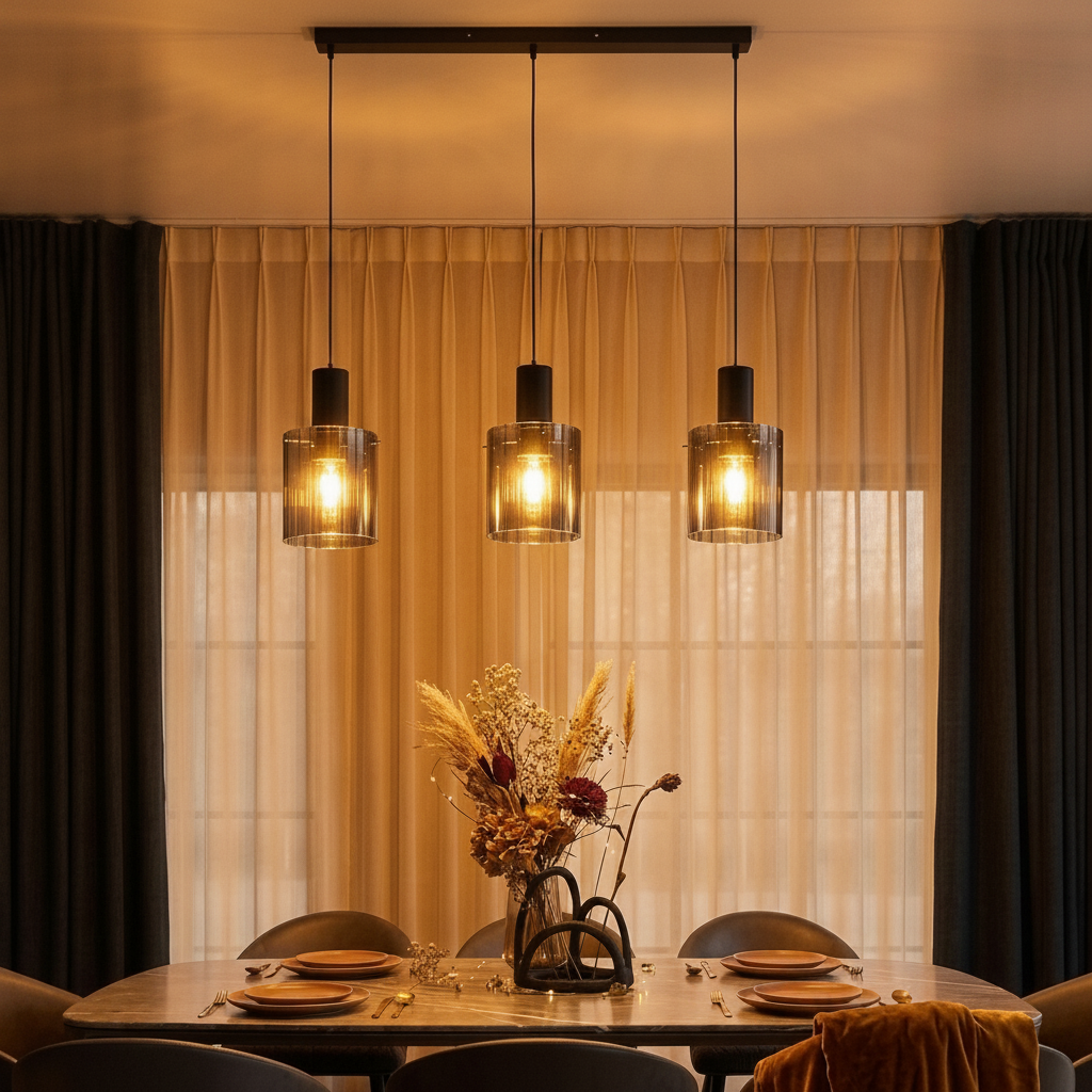 Suspension design Mirbi 3 lumières noir droit