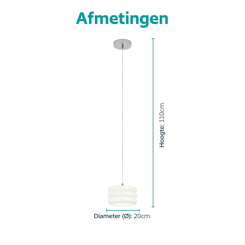Lampe pendante de conception Tortora chrome avec blanc Ø 20cm Eglo 9008606405558