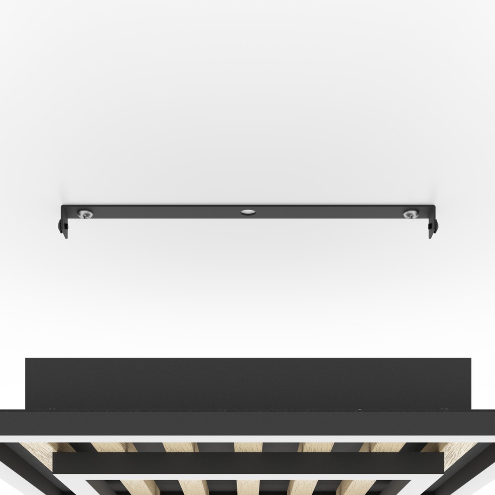 Lampe de plafond moderne Cembrano noir avec un carré en bois 31,5 x 31,5 cm Eglo 9008606388219
