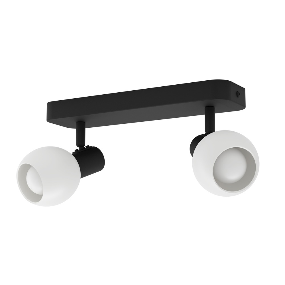 Lampe de plafond Castellazo Noir à deux lumières avec verre blanc Eglo 9008606392131
