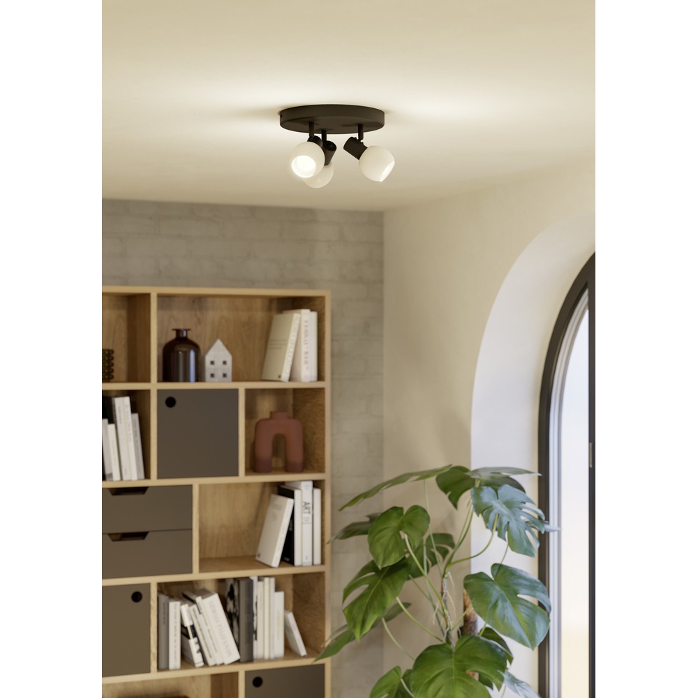 Lampe de plafond Castellazo 3 noirs clairs avec verre Ø 25 cm Eglo 9008606392148