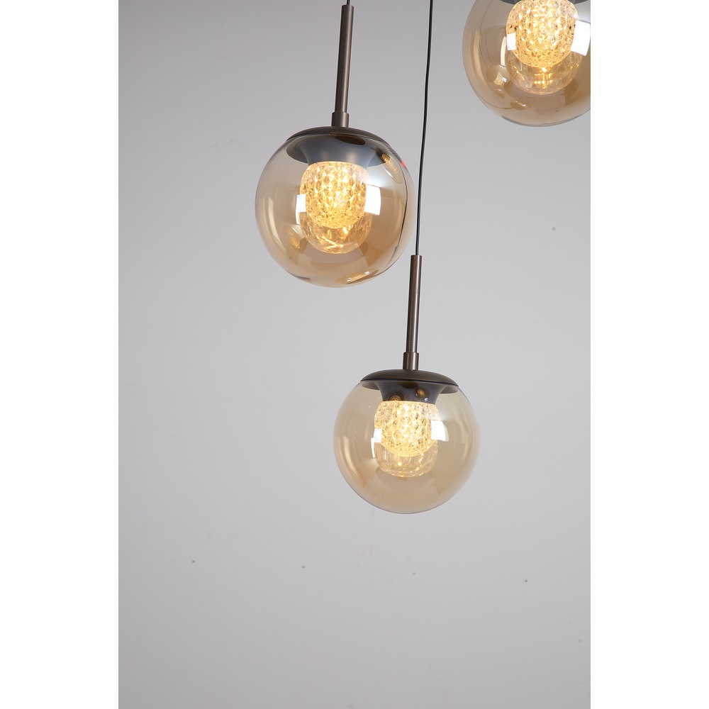 Lampe pendante de conception Solis 3 feux en bronze Ø 35 cm Searchlight 5,05342E+12