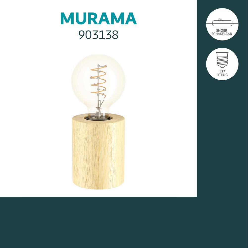 Lampe de table Murama Bois de chêne Eglo 9008606406210