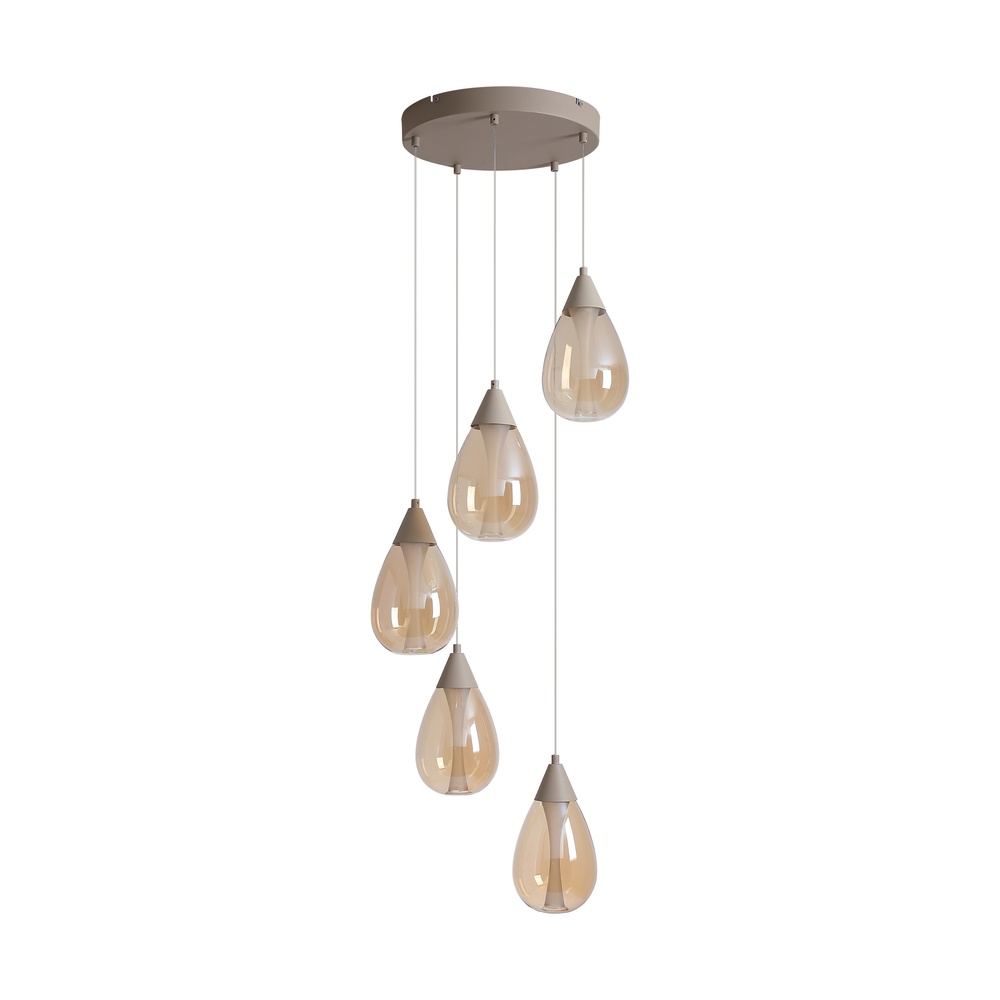 Lampe pendante de conception Pear Brun sable 5 clair Searchlight 5,05342E+12