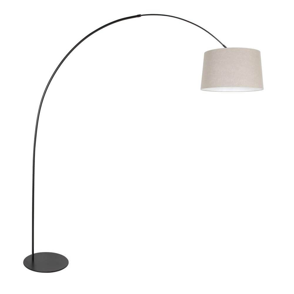 Vloerlamp Curve zwart met grijze kap Ø 48cm