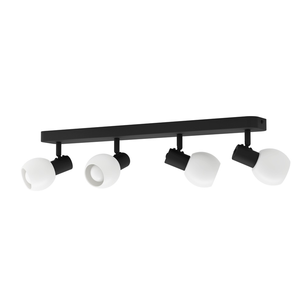 Lampe de plafond Castellazo Noir à 4 lumières avec verre blanc Eglo 9008606392155