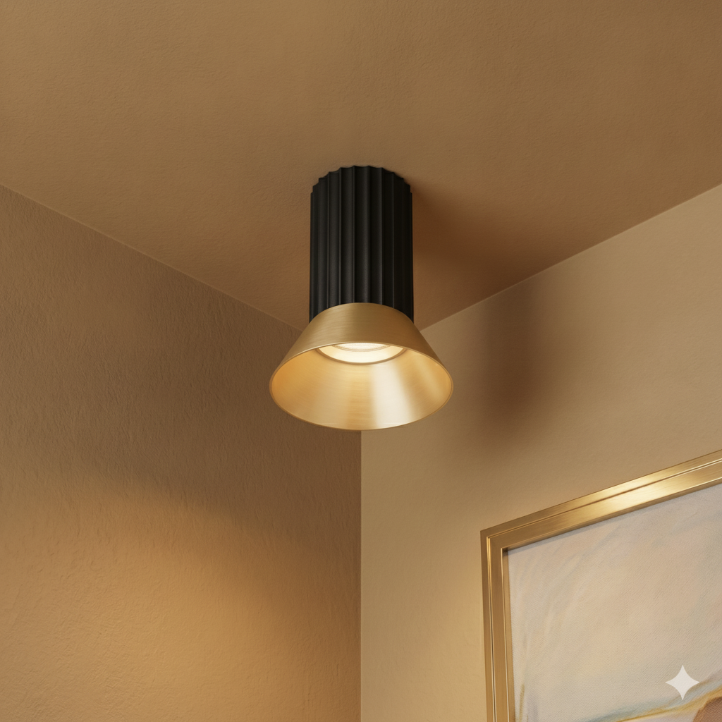 Spot de plafond Luvia noir avec or