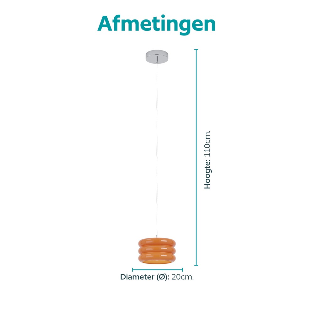 Lampe pendante de conception Tortora chrome avec orange Ø 20cm Eglo 9008606405565