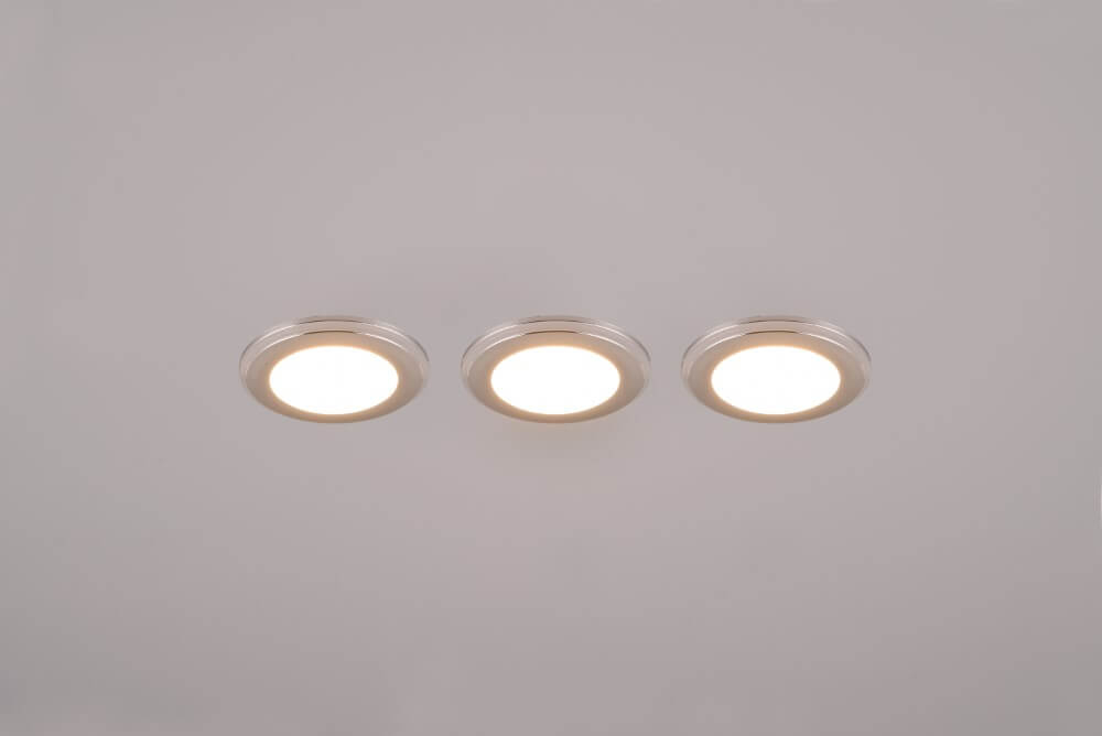 Lot 5 Spots Encastrés Métalliques G4 12V Avec Cache Verre Mat - Chrome Brossé