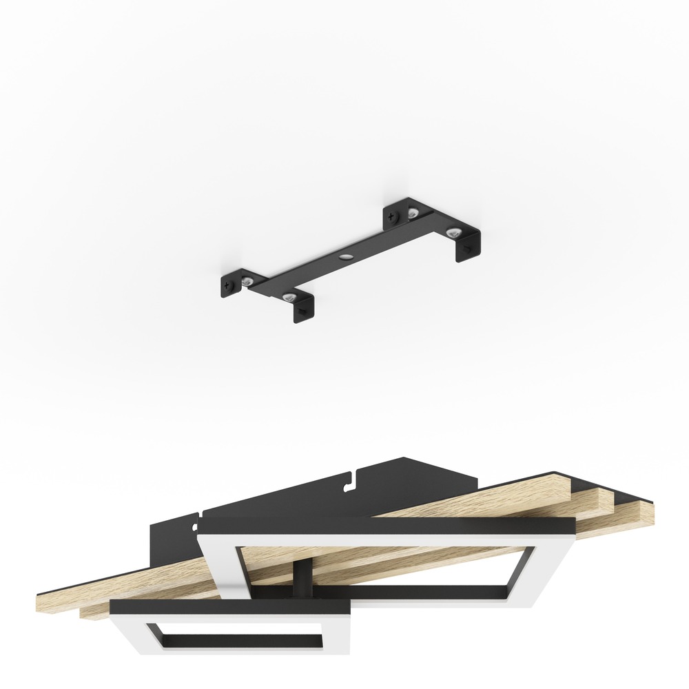 Lampe de plafond moderne Cembrano noir avec carré bois 50 cm Eglo 9008606388196