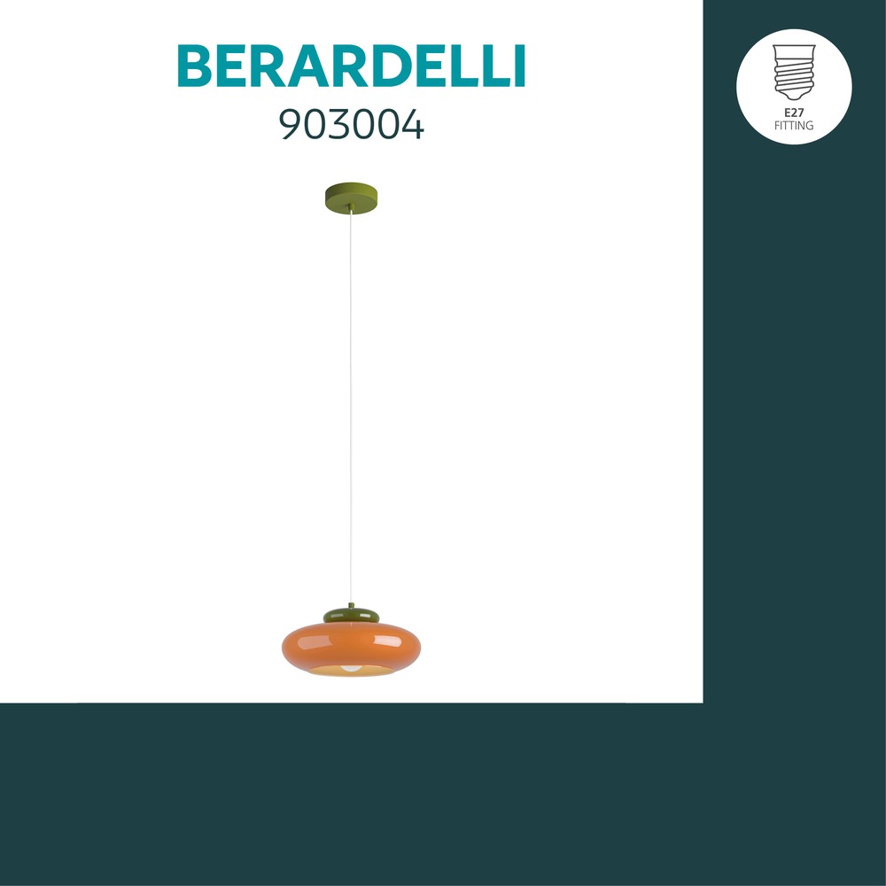 Lampe pendante de conception Berardelli orange avec vert Ø 32cm Eglo 9008606405008