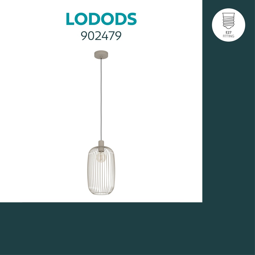 Lampe suspendue filaire Lodods brun sable Ø 22cm Eglo 9008606390298