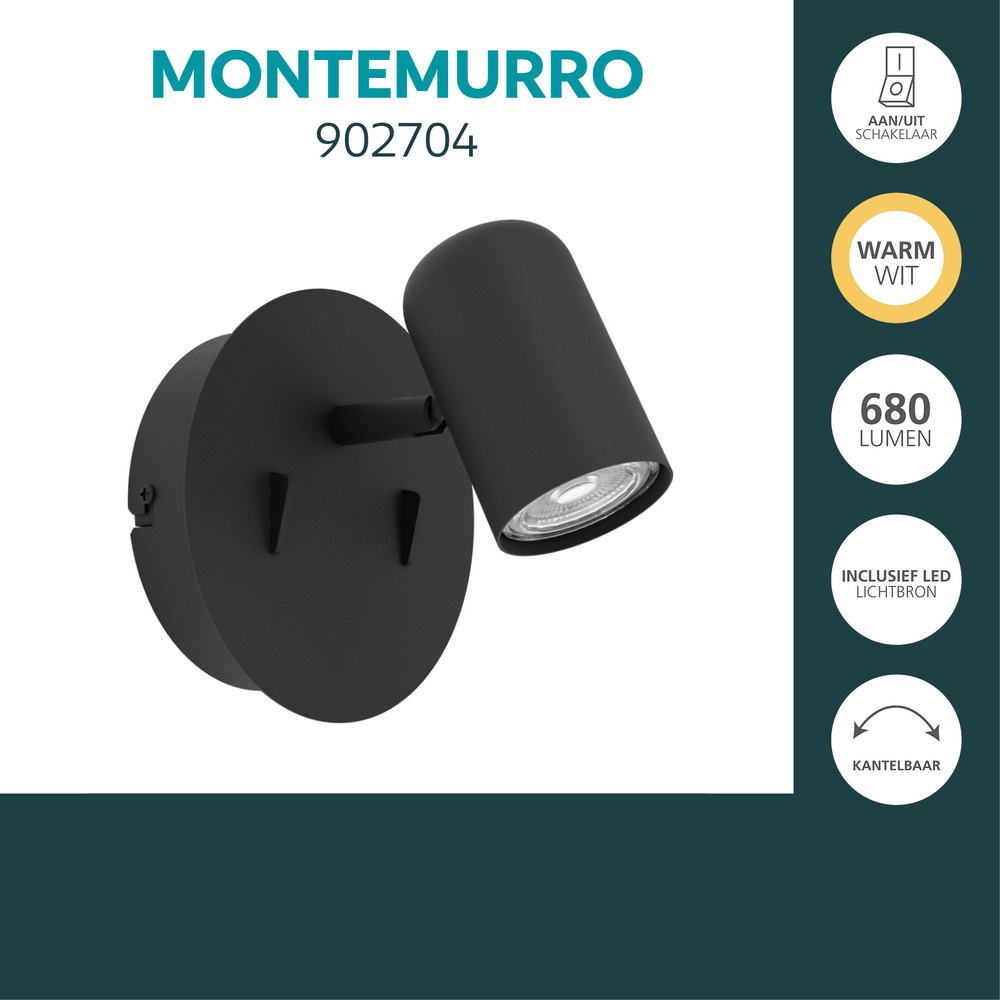 Emplacement monté en surface Montemurro Noir simple Eglo 9008606392209