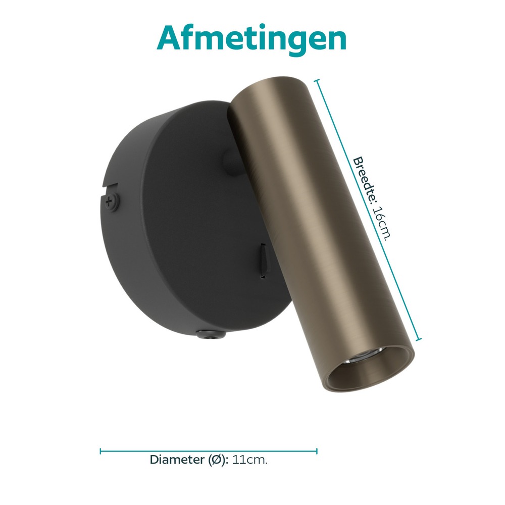 Emplacement monté en surface Valproto noir avec bronze Eglo 9008606392056