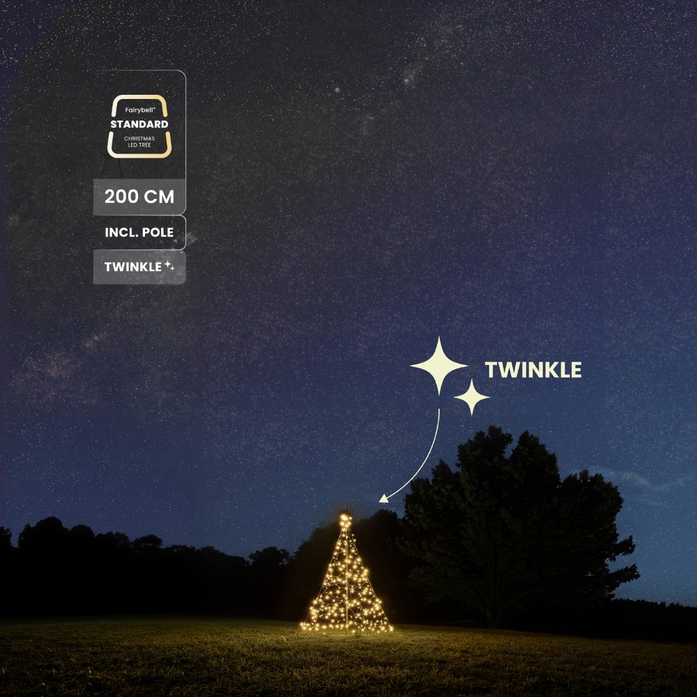 2 meter - 300 Led - Warm White - Twinkle - Incl. Pole Fairybell 8719002223684