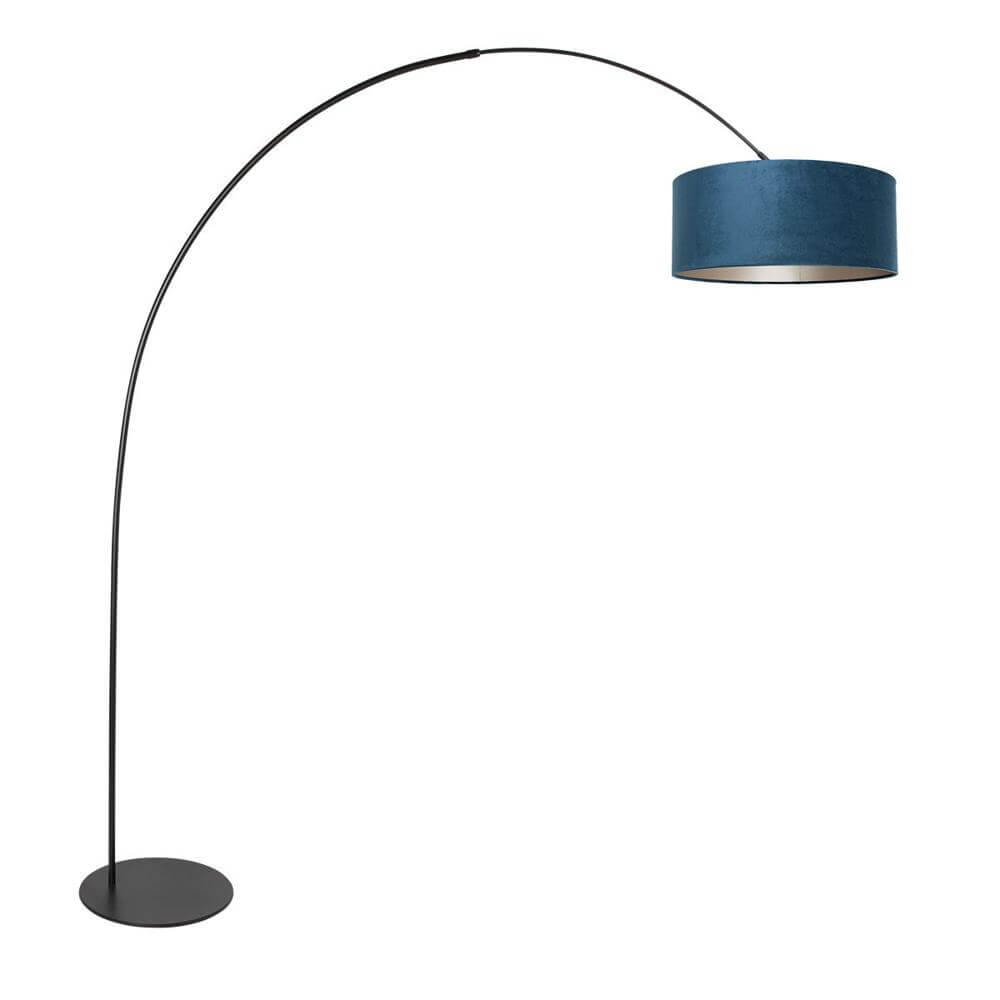 Vloerlamp Curve zwart met blauwe kap Ø 50cm
