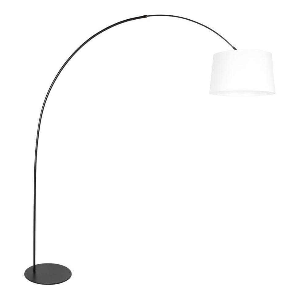 Vloerlamp Curve zwart met grof witte kap Ø 48cm