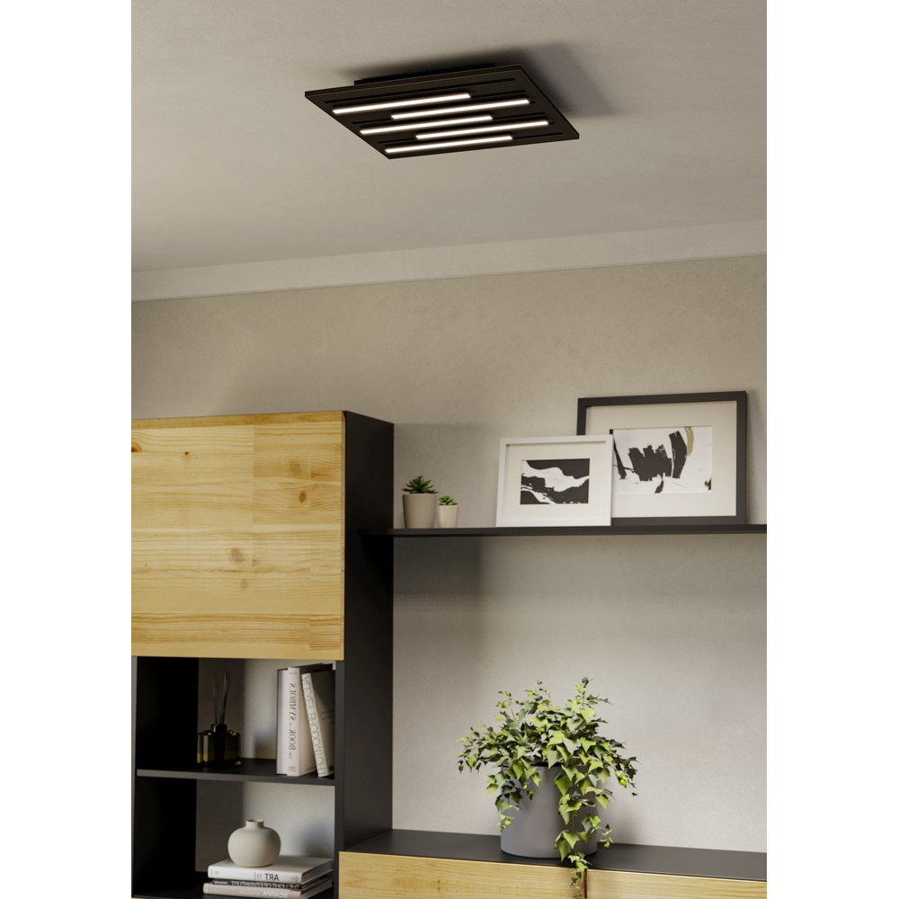 Éclairage de plafond intelligent Pitrignani-Z Carré 38 x 38 cm Noir Eglo 9008606390526