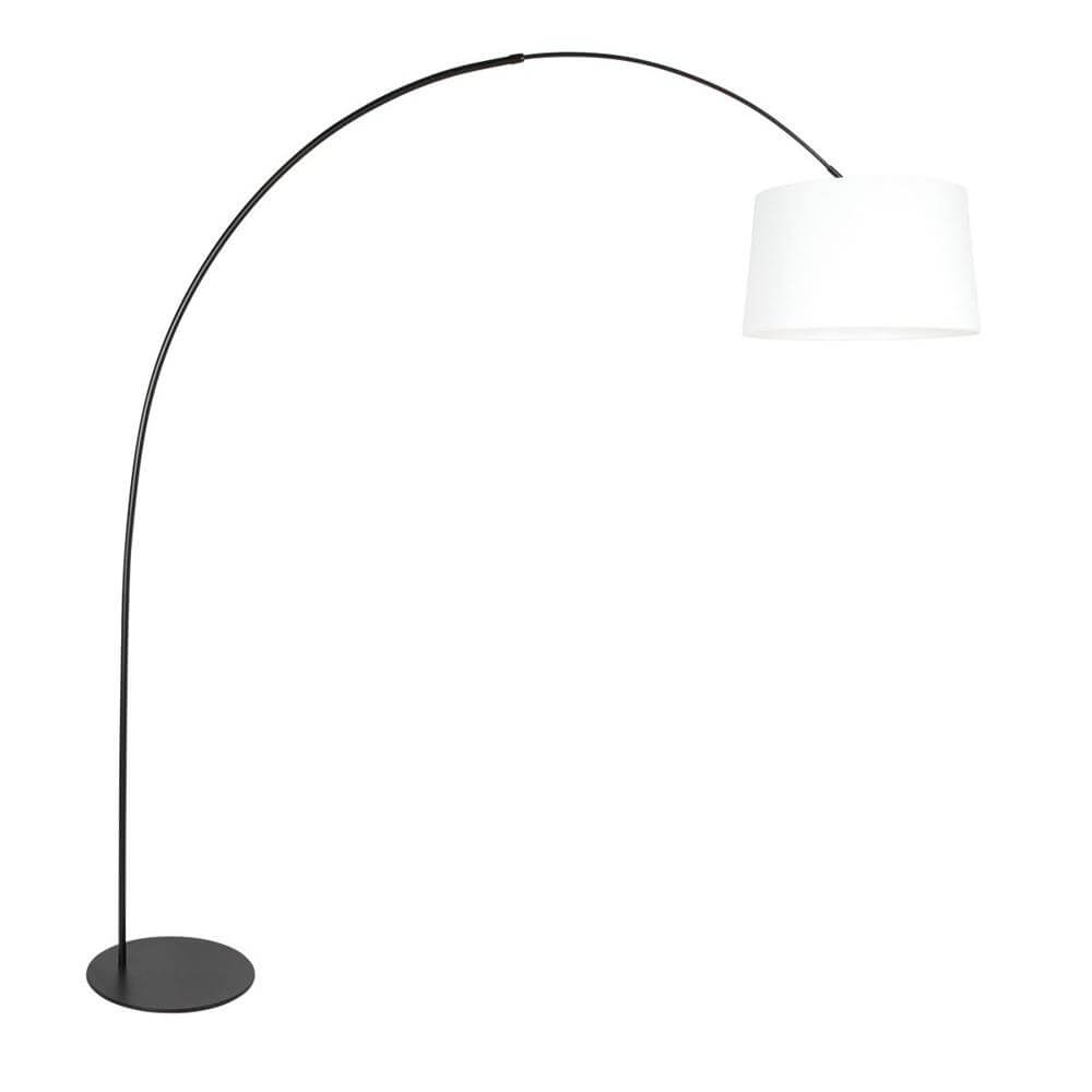 Vloerlamp Curve zwart met witte kap Ø 48cm