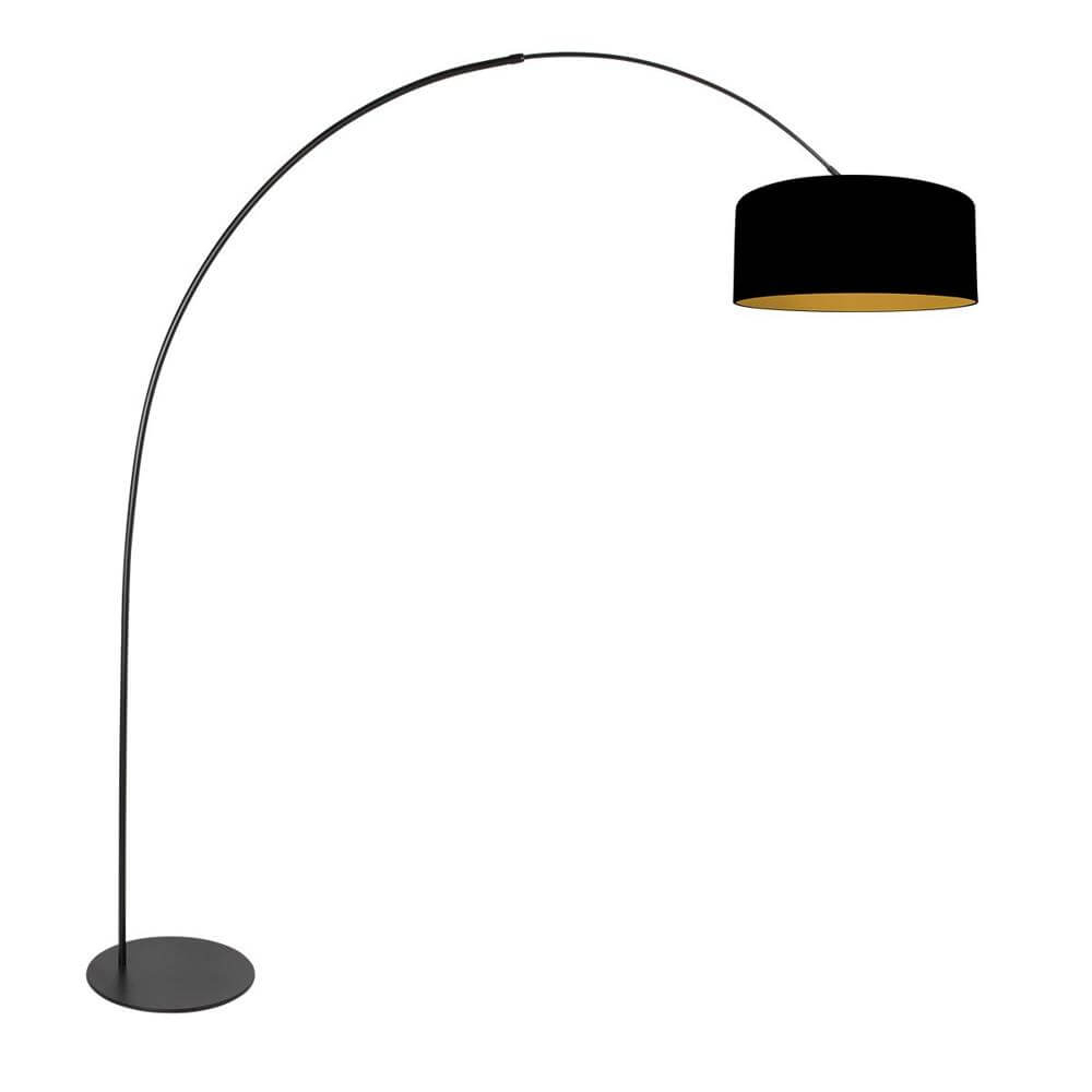 Vloerlamp Curve zwart met gouden binnenkant Ø 50cm