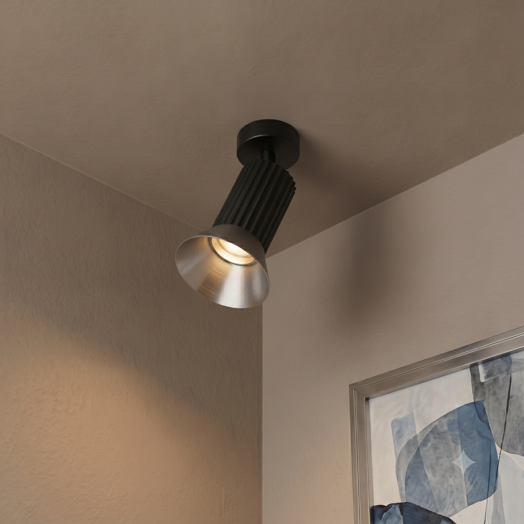 Spot de plafond Luvia Orientable noir avec bronze
