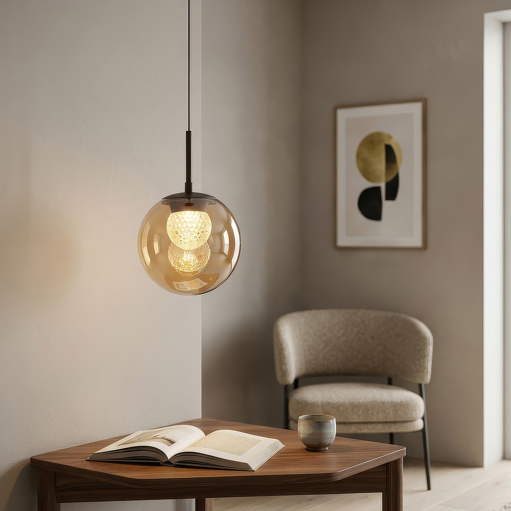 Lampe pendante de conception Solis bronze Ø 20 cm Searchlight 5,05342E+12