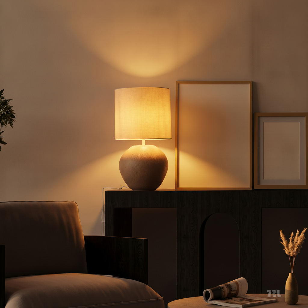 Lampe de table Mizu crème avec capuche blanche