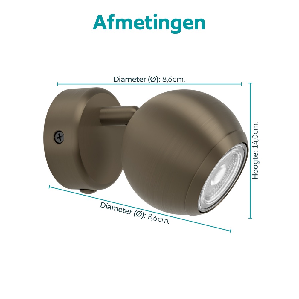 Lampe murale de conception Bimeda 1 Bronze foncé Eglo 9008606391134