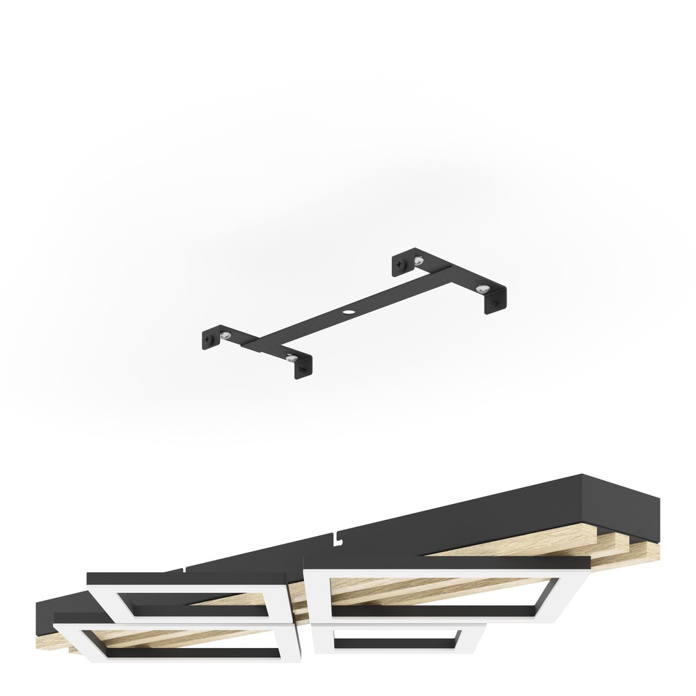 Lampe de plafond moderne Cembrano noir avec un carré en bois 72 cm Eglo 9008606388202