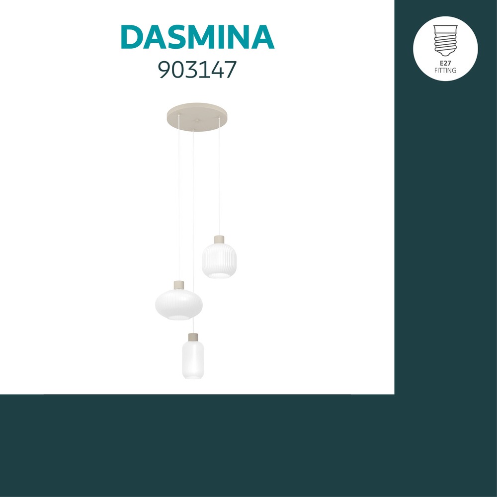 Lampe pendante de conception Dasmina brun sable avec 3 lumières blanches Eglo 9008606406357