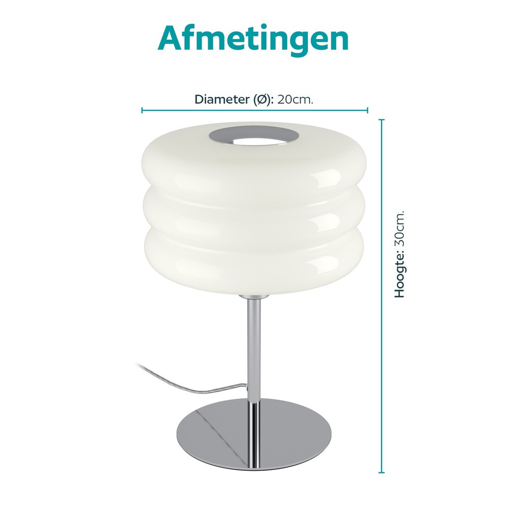 Lampe de table de conception Tortora chrome avec blanc Ø 20cm Eglo 9008606405596