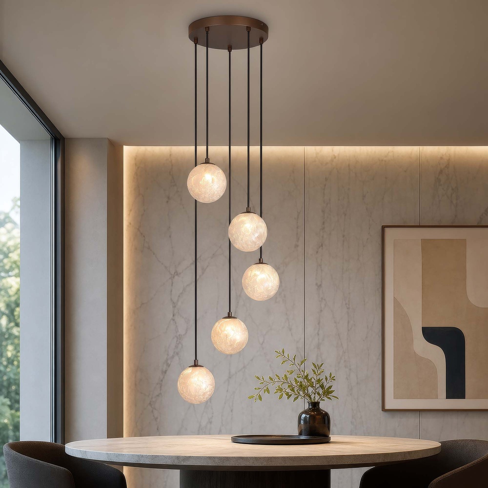 Lampe pendante de conception Frosty Bronze 5 légers Searchlight 5,05342E+12