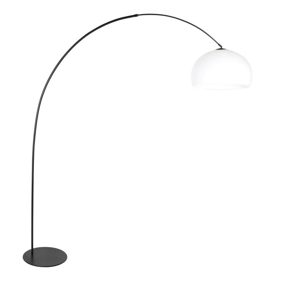 Vloerlamp Curve zwart met witte kap bol Ø 48cm