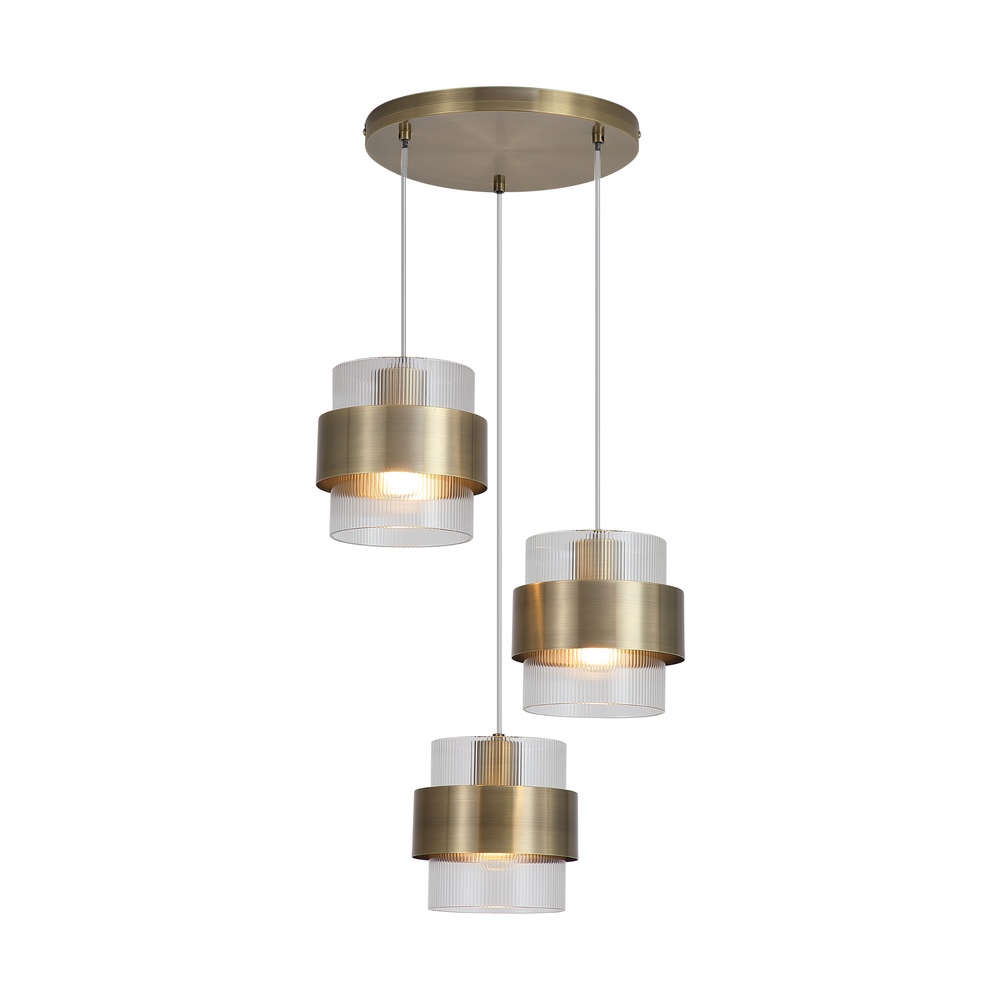Lampe suspendue Royal Laiton ancien à trois lumières