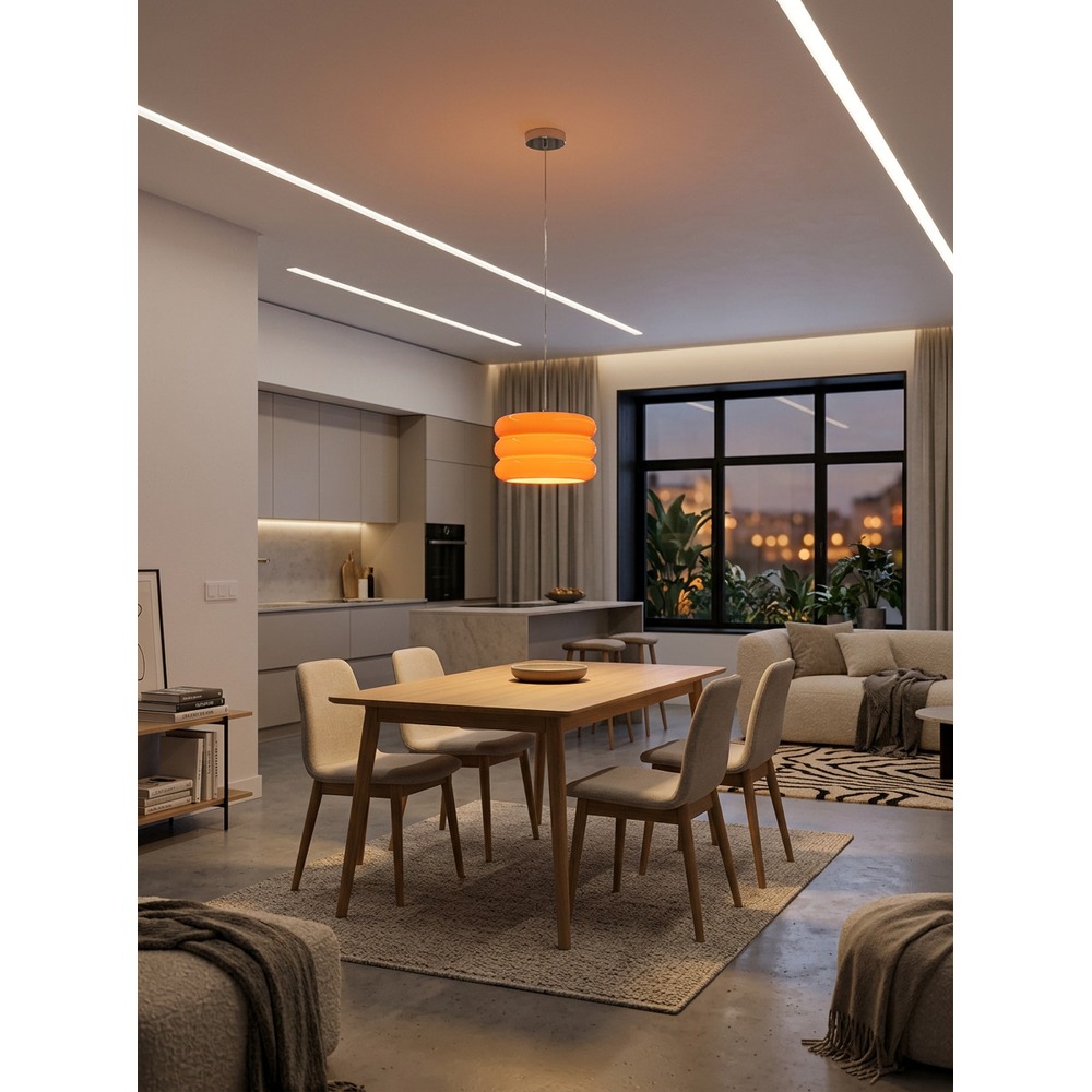 Lampe pendante de conception Tortora chrome avec orange Ø 30cm Eglo 9008606405589
