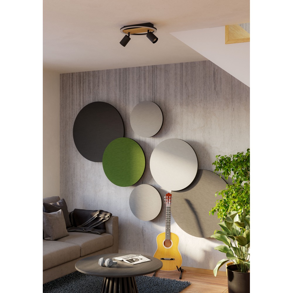 Lampe de plafond moderne Cembrano 2-noir clair avec bois Eglo 9008606388264