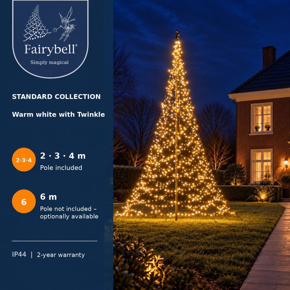 2 meter - 300 Led - Warm White - Twinkle - Incl. Pole Fairybell 8719002223684