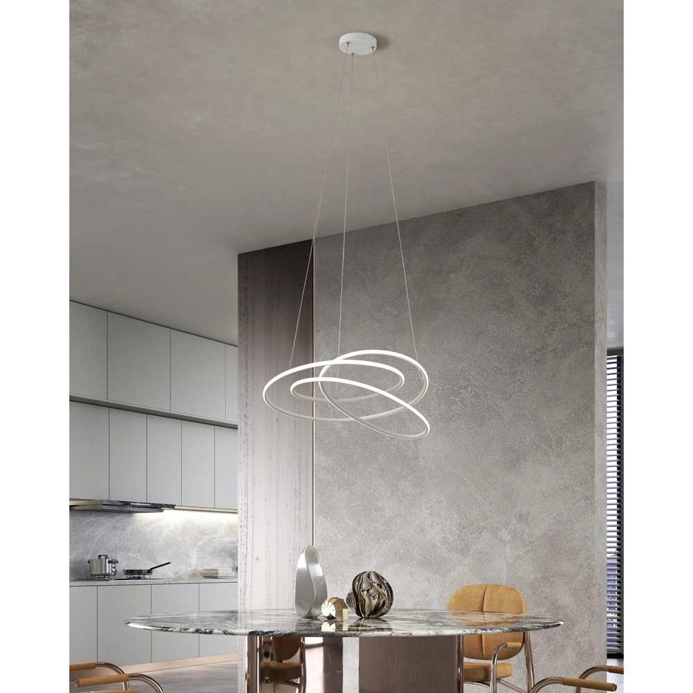 Lampe pendante moderne Racale Ø 58cm de blanc Eglo 9008606391417