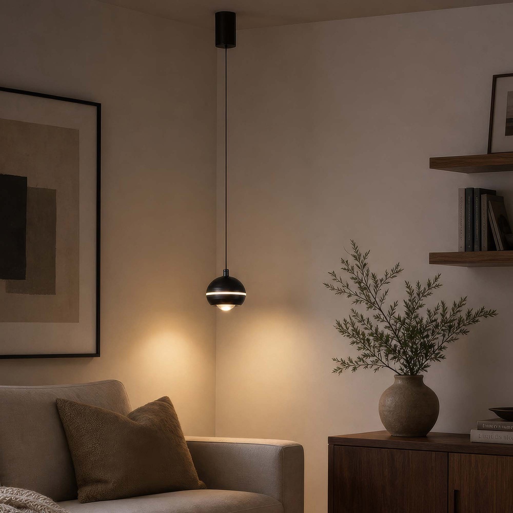 Lampe pendante de conception Meteor Seulement du nickel noir Searchlight 5,05342E+12