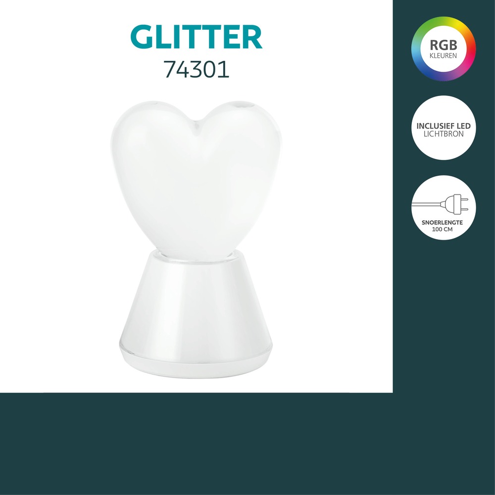 Lampe de table Glitter Cœur Eglo 9002759743017