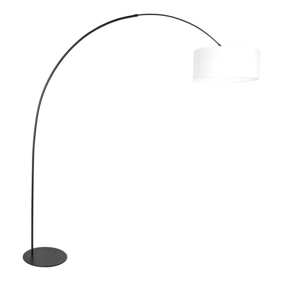 Vloerlamp Curve zwart met grof witte kap Ø 50cm