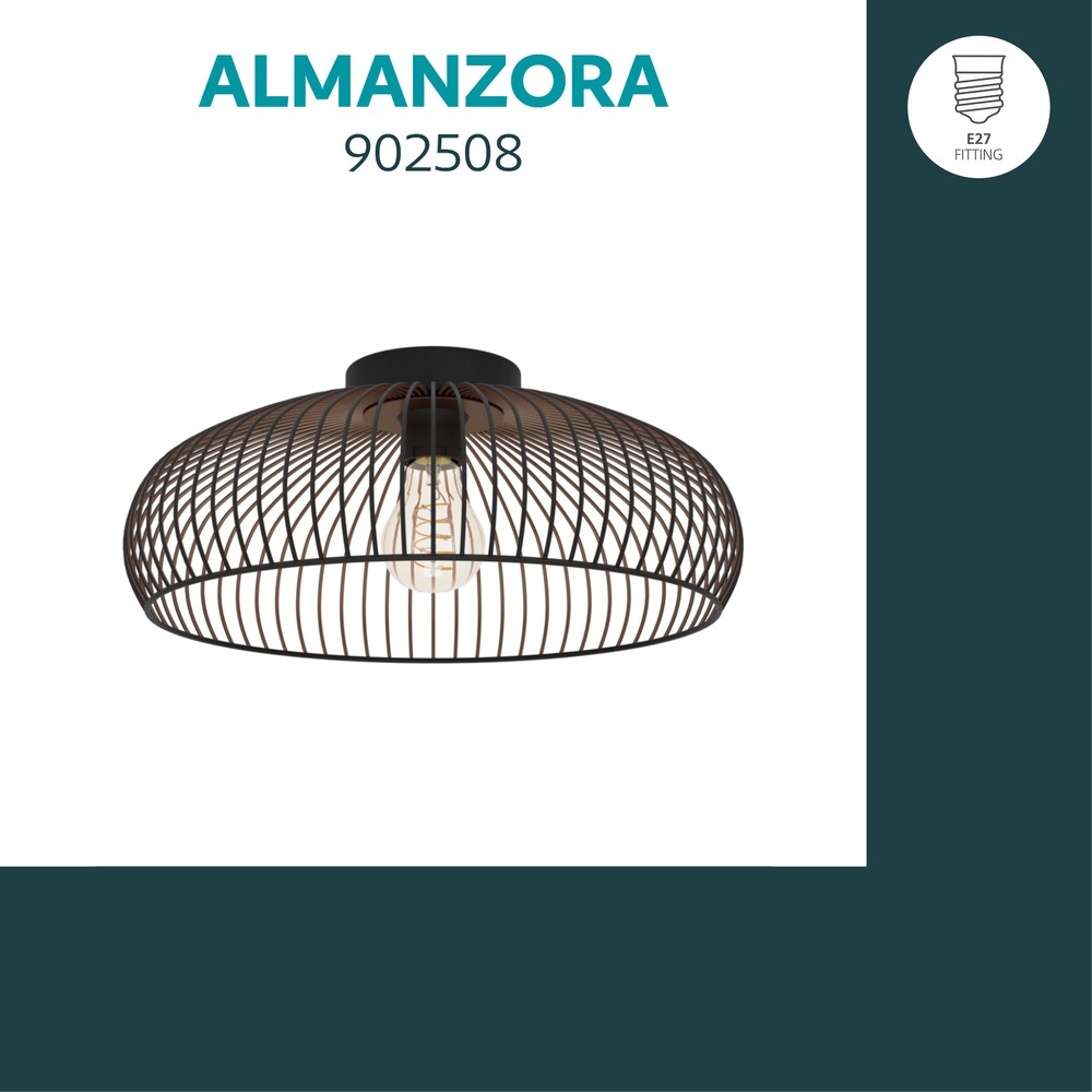 Lampe de plafond Almanzora noir avec cuivre Eglo 9008606390250