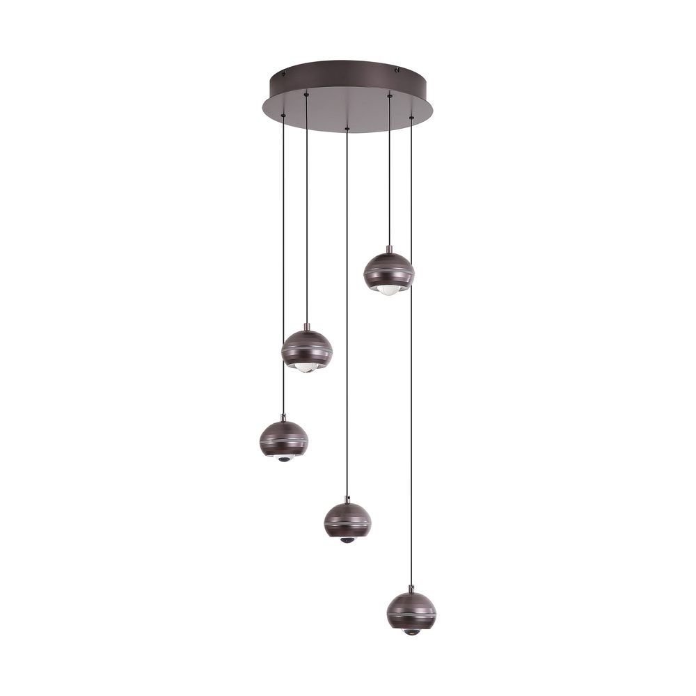 Lampe pendante de conception Meteor Nickel noir 5 clairs Searchlight 5,05342E+12